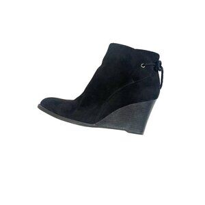 Madeline Girl Black Suede Wedge Ankle Boots with Zipper Women's Size 8.5 Fall